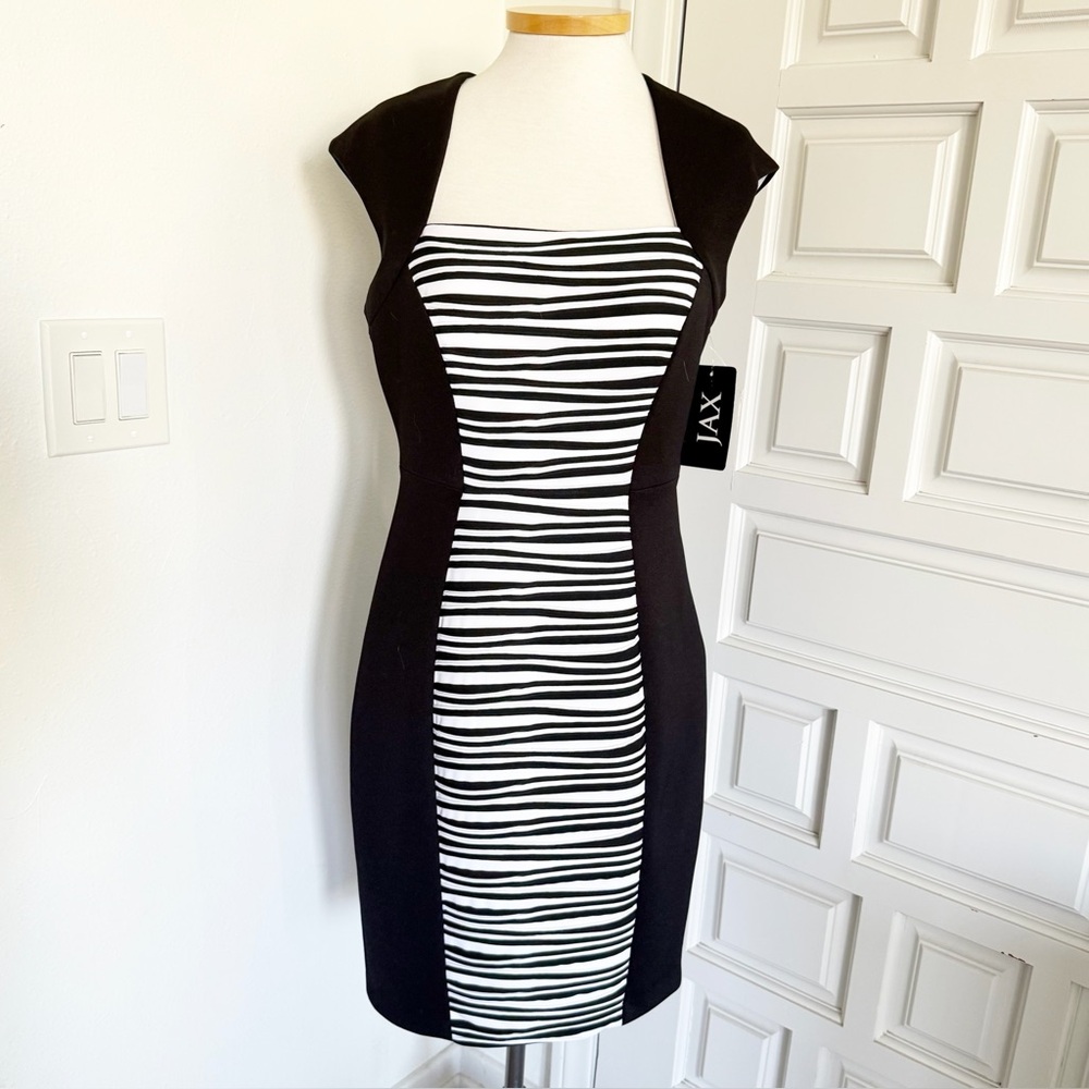 NWT Jax Black & White Bodycon Dress Classic Cocktail Evening Size 8
